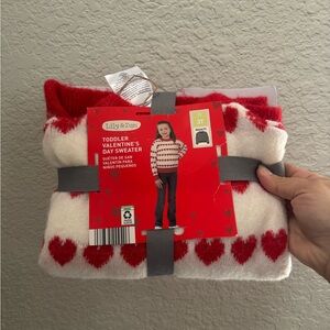 Lily & Dan Toddler Valentine's Day Sweater - Red and White